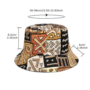 Chapeau bob bohème avec motif géométrique et dimensions pour protection solaire outdoor