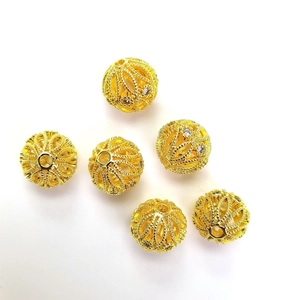14k Gold gefüllte hohle Zirkon-Kugelperlen für DIY-Halsketten und Armbänder Schmuckbau
