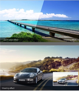 Visual contrast showing polarized lens effect reducing glare on roads and water