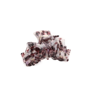 Pince à cheveux élégante en forme de nœud en acétate avec motif marbré violet et blanc