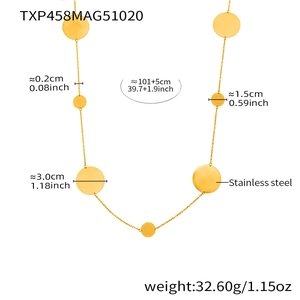 Spécifications de taille pour un long collier de pull en acier inoxydable doré