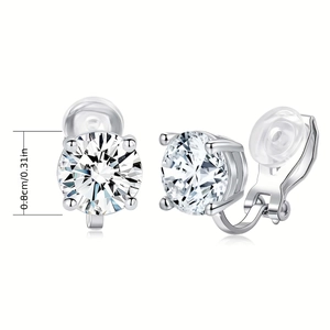 Copper Rhinestone Clip On Earrings For Women No Pierced Minimalist Geometric Round Square Earrings Jewelry Fashion Accessory