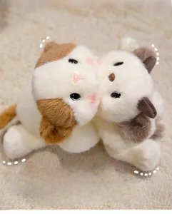 Detail of plush cat and dog toys featuring soft fur texture and fragrance function