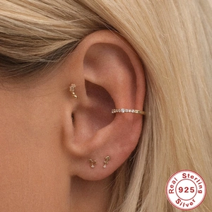 Chic 925 sterling silver zodiac stud earrings set with sparkling zircon in gold finish