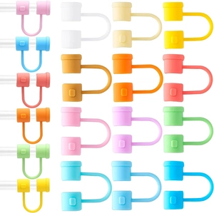 Colorful 8mm-10mm silicone straw covers and dust caps in various vibrant shades