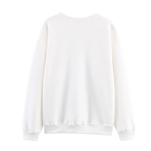 White long sleeve crewneck sweatshirt back view in high quality soft cotton knit fabric