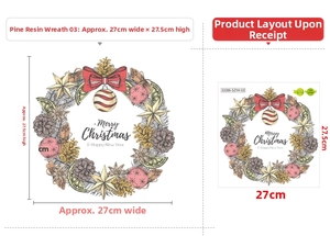 Detailed view of Christmas pine wreath wall sticker with pine cones and cinnamon