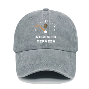 Cappellino vintage grigio slavato con stampa divertente 'Necesito Cerveza' da uomo