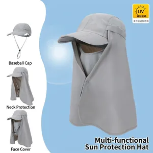 Sun Protection Baseball Cap Nylon Detachable Face Cover Neck Flap Breathable Quick Dry Outdoor Fishing Hiking Unisex