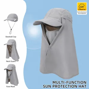 Sonnenschutz Baseballkappe Nylon Abnehmbarer Gesichtsschutz Nackenschutz Atmungsaktiv Schnell Trocknend Outdoor Angeln Wandern Unisex