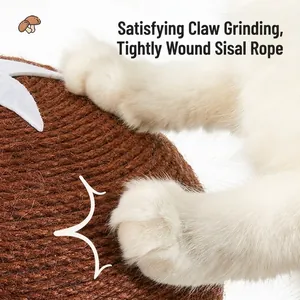 Durable sisal mushroom cat scratching post featuring a large vertical claw sharpener design