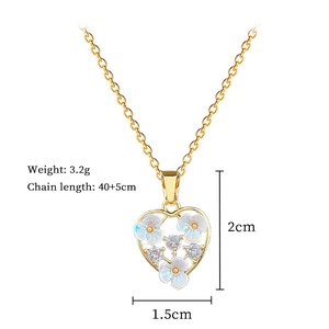 Detail of heart flower pendant showing size dimensions and lightweight 3.2g design