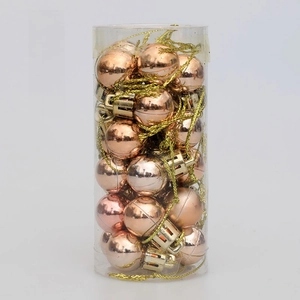 Champagne gold Christmas ball ornaments set stored in a clear cylindrical tube