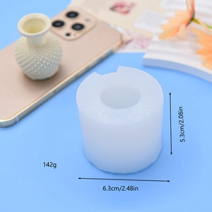 Translucent 3D vase silicone mold for resin casting and candle making, 5.3x6.3cm size