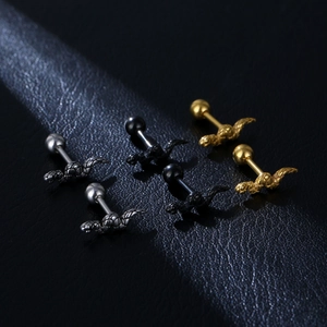 Snake Stud Earrings 316L Stainless Steel Punk Gothic Style Vintage Animal Shape Ear Bone Stud For Men Women Cool Jewelry