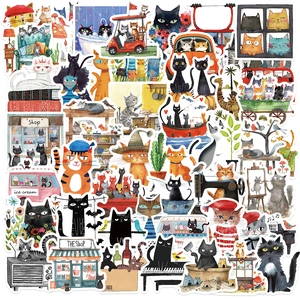 Adesivi Graffiti Gatto Arte Cartoon Decalcomanie Opache in PVC Impermeabili per Laptop Skateboard Chitarra Custodia Telefono Adesivi Decorativi DIY