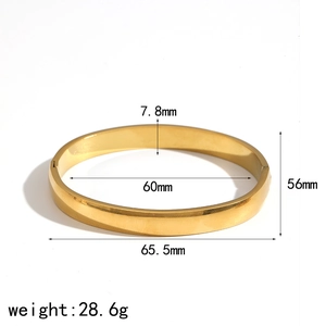 Detailed size specifications for gold cubic zirconia bangle with 7.8mm width and measurements