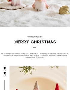 Detail of Christmas gnomes with knitted hats and white faux fur beards on snow background