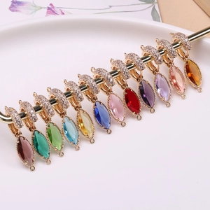 Gold plated marquise crystal charms in diverse colors for DIY jewelry necklaces and bracelets