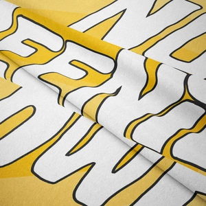 Close-up of yellow and white bohemian tapestry fabric texture and fluid art printing