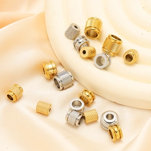 Gold and silver stainless steel textured spacer beads for DIY jewelry making
