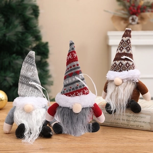 Addobbo Gnomo Di Natale Cappello In Maglia Peluche Lunga Barba Decorazione Appesa Casa Festa Vacanze