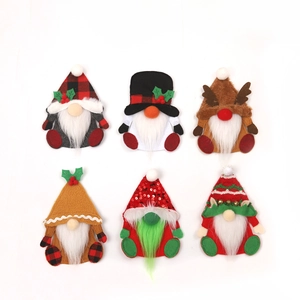 Set of 6 Christmas gnome cutlery holders and hanging decorations in festive colors