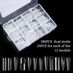 288pcs transparent nail extension mold kit with 12 sizes for salon manicure art