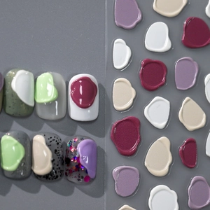 Stereo 3D Morandi nail stickers with irregular fluid blocks and glitter for nail art