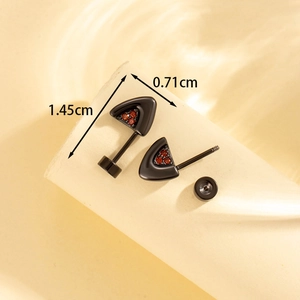 Titanium steel cat ear cartilage studs with red cubic zirconia and black finish