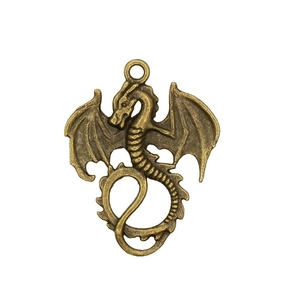 Vintage bronze flying dragon charm for DIY jewelry making and handmade necklaces