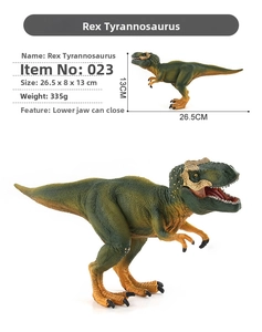 Detailed Rex Tyrannosaurus dinosaur model with movable jaw and 26.5x8x13cm dimensions