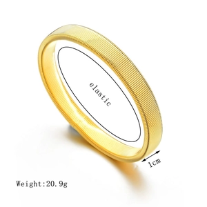 Golden punk style elastic spring metal arm bracelet for men with 1cm width design