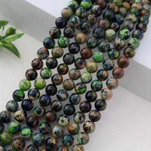 Détails de perles de jaspe impérial naturel en tons bleu et vert pour création de bijoux