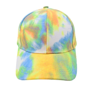 Casquette de baseball tie-dye colorée en coton avec visière courbée et six panneaux