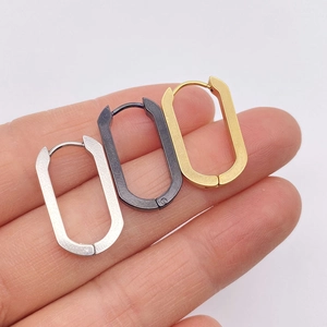U-shaped geometric stainless steel earrings in gold, silver, and black matte finish