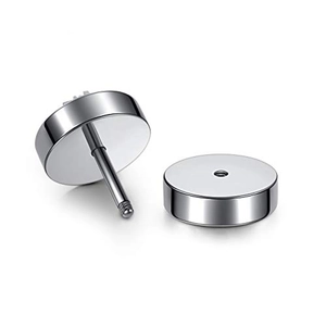 Silver dumbbell crystal titanium steel stud earrings with screw-in back design