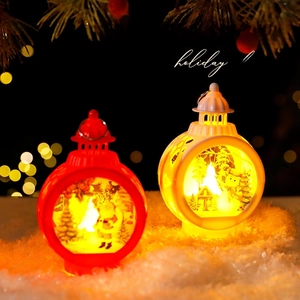 LED Christmas Lantern Plastic Retro Handheld Wind Lamp With Warm Light Santa Snowman Micro Landscape For Holiday Tabletop Decor