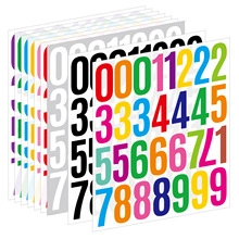 Macro view of multi-color 0-9 vinyl number stickers for DIY party decoration