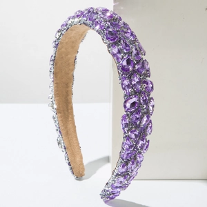 Baroque purple crystal headband with luxury multi-shape rhinestones for formal events