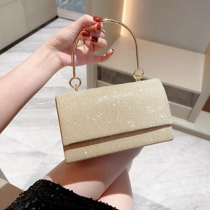 Bolso De Noche Con Purpurina Para Mujer Con Asa De Aro Metálico Cartera De Mano Brillante Para Boda Fiesta Evento Formal