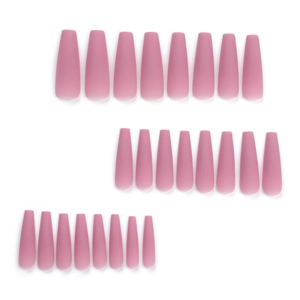 Faux ongles ballerine extra longs rose poudré mat lot de 24 pièces de tailles variées
