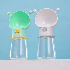 Gourde portable pour animaux avec large abreuvoir en U, coloris vert menthe et blanc