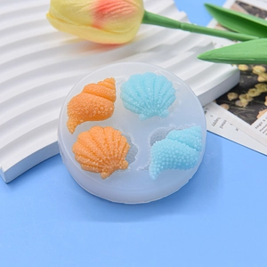 Seashell and conch silicone mold for chocolate, fondant and resin crafts with four cavities