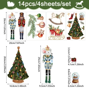 Detailed view of 4-sheet Christmas window stickers with nutcracker and mouse king designs
