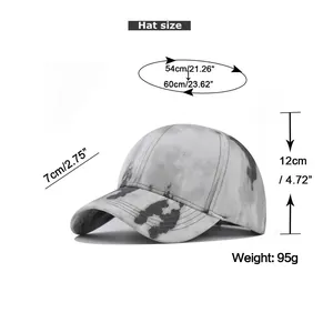 Tableau des tailles pour casquette tie-dye avec tour de tête réglable de 54-60cm