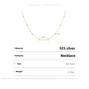 Detailed S925 silver necklace specifications showing 4mm pearls and gold chain dimensions