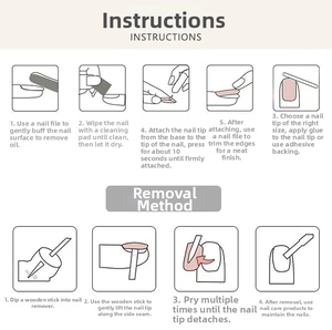 Instruction guide for applying and removing cat eye almond press-on nails