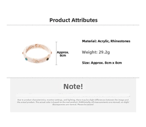 Acrylic geometric bangle with rhinestones, 8cm outer diameter, 29.2g marble pattern jewel