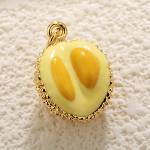 Ciondolo a forma di durian in oro con smalto giallo per creazione di gioielli fai-da-te